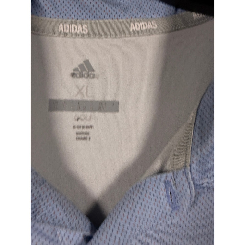 Adidas Golf Mens XL Polo Shirt Light Blue Micro Dot Short Sleeve Performance - Picture 4 of 7